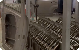 Mass production line of car door frame structures