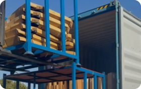 Loading auto body parts into shipping container for export