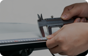 Manual measurement check of auto door panel thickness